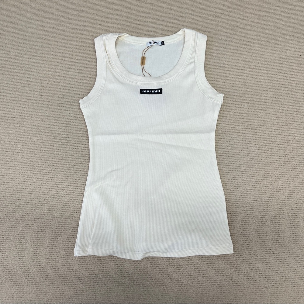 Miu Miu Off-White Tank TopLight beige